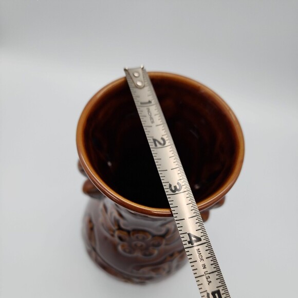 Mysterious Mold Cast Stoneware Brown Glaze Pottery Wine Decanter Monks with Flag - Picture 9 of 12